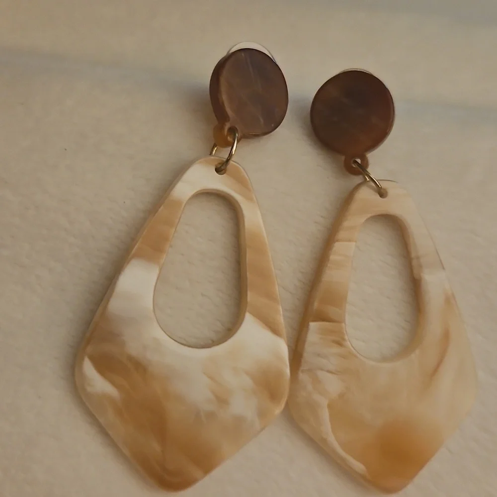 Vintage 1980s Marbled Acrylic Statement Dangle Earrings